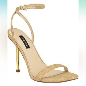 Nine West Reina Ankle Strap Heel - Light Natural Woven